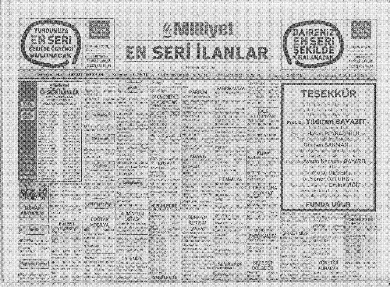 Gazete Teşekkür Yazısı