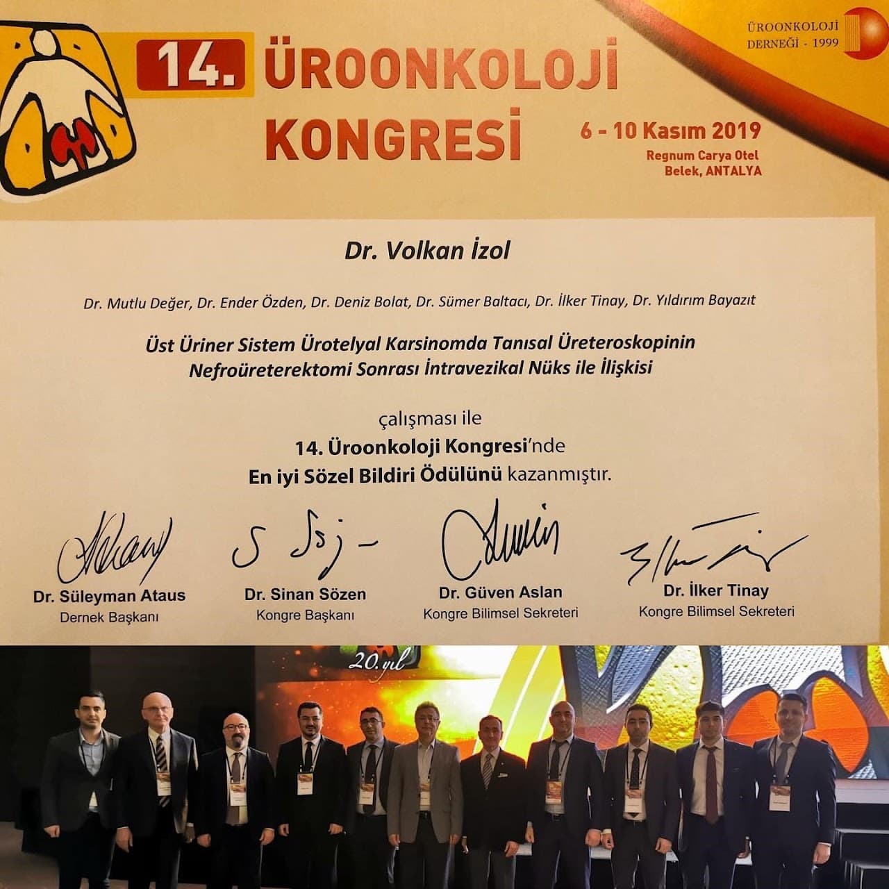 Uro-oncology Congress Participation Certificate